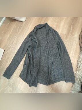 J Mclaughlin 100% Cashmere Open Front Long Cardigan Sweater Medium Gray